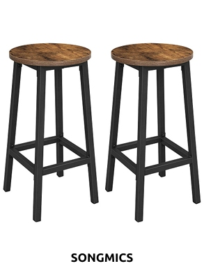 SONGMICS Barhocker «Bara», 2 Stück, Ø 32 cm x H 65 cm, holz/schwarz