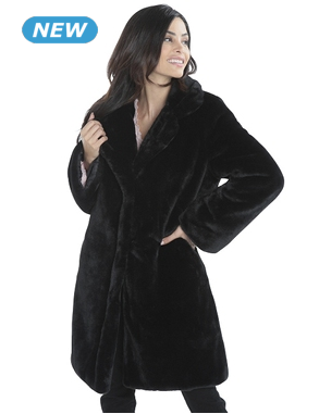 Manteau en fausse fourrure, noir