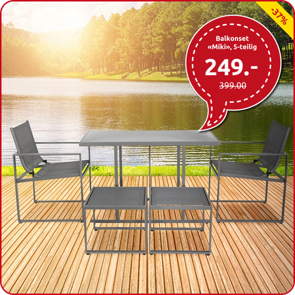 Balkonset «Miki», 5-teilig, dunkelgrau