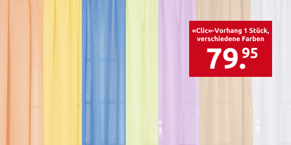 «Clic»-Vorhang 1 Stück, 200 x 240 cm, gelb