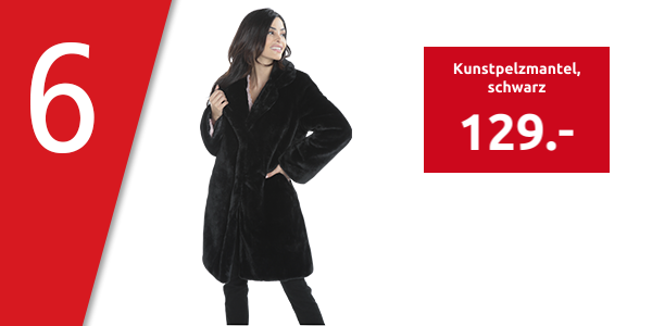 Kunstpelzmantel, schwarz