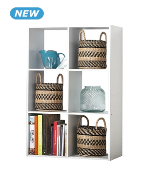 Vertikales Regal «JURG6», 6 Nischen, B 61,5 x H 91,5 x T 29,5 cm, weiss