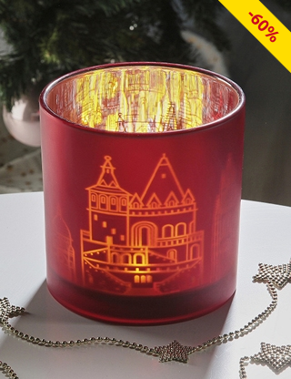 Windlicht, Ø 15 x H 15 cm, rot