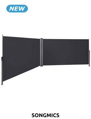 SONGMICS Doppel-Markise, verstellbar, L600xH180 cm, grau