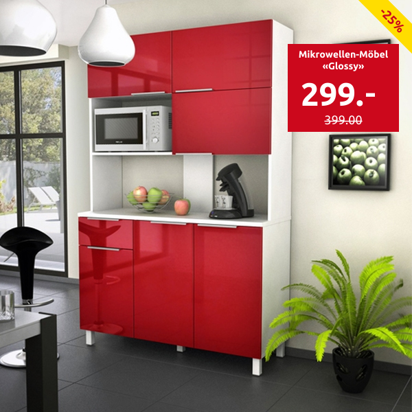 Mikrowellen-Möbel «Glossy» mit 6 Schranktüren, rot
