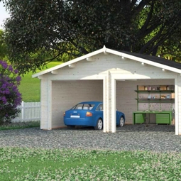 Doppelgarage Palmako Roger 28,4 m² ohne Tor 575 x 510 cm natur