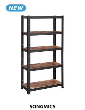 SONGMICS Regal «Shelby», B 75 x H 150 x T 30 cm, braun/schwarz