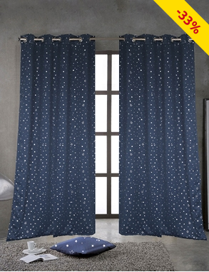 Lichtundurchlässiger Vorhang «Stars», 240 x 140 cm, marine