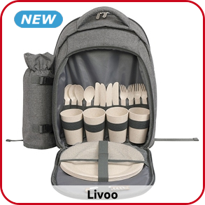 Livoo Picknick-Rucksack, 21-teilig für 4 Personen, grau