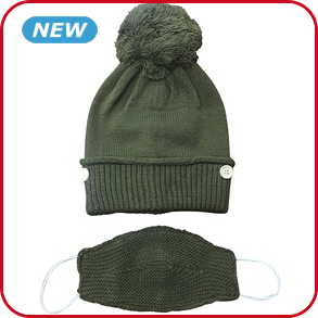 Set Mund-Nasen-Schutz + Mütze, khaki