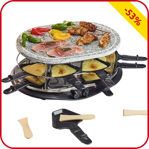 Raclette-Party JUMBO, doppelstöckig, 16 Pfännchen + Spatel