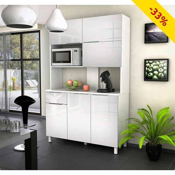 Mikrowellen-Möbel «Glossy» mit 6 Schranktüren, weiss