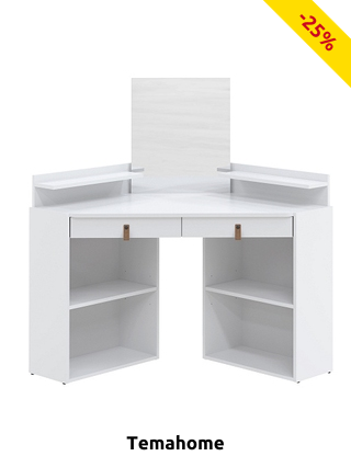TEMAHOME Eck-Schminktisch, B 90 x H 127,8 x T 90 cm, Dekor weiss