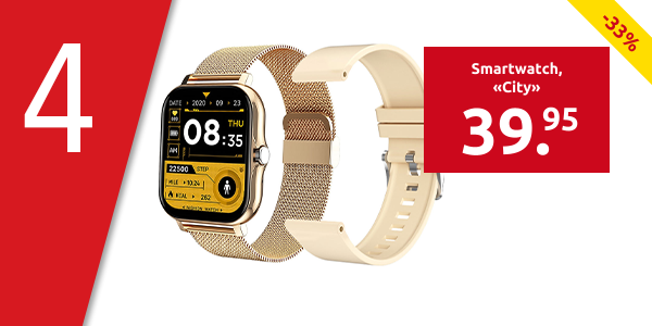 Smartwatch «City», 1,69", 2 auswechselbare Armbänder City/Schick & Sport