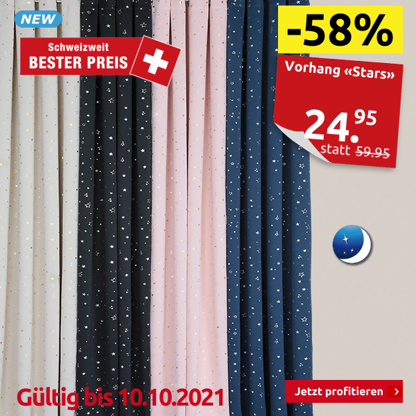 Lichtundurchlässiger Vorhang «Stars», 240 x 140 cm, marine
