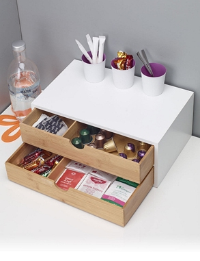 Bambusschublade für Tee & Kaffee, 2-stöckig