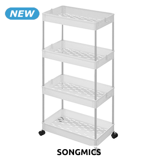 SONGMICS Aufbewahrungswagen, B 40 x H 86 x T 22 cm, weiss