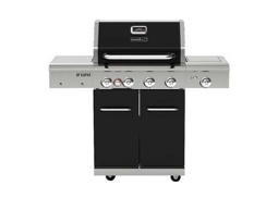 Gasgrill Nexgrill 4 Brenner+Rückbrenner+Seitenbrenner schwarz inkl. Ablage,Deckelthermometer,Fettauffangschale,Grillrost,Hitzebeständiger Griff,Rückwandbrenner,Seitenablage,Seitentisch,Warmhalterost Grillrost Gusseisen emailliert