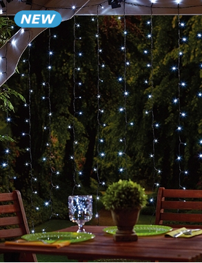 Solar-Lichterkette mit Hanfseil, 192 LEDs