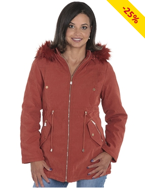 Warme Jacke wendbar, ziegelrot