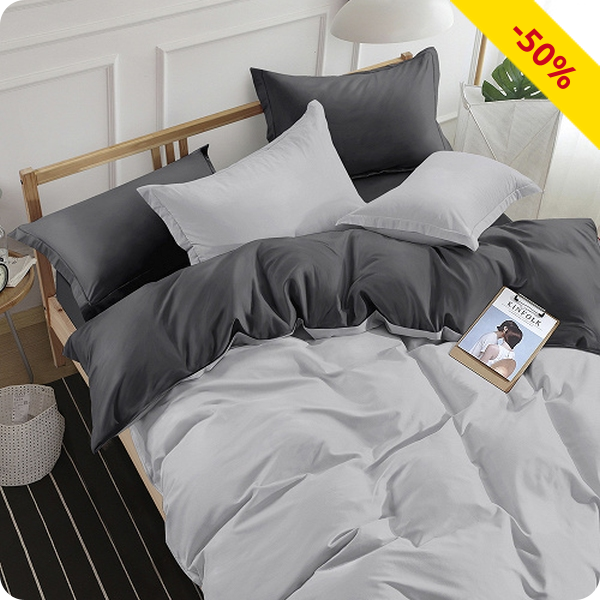 Garnitur «Mikro» 160  x 210 cm + 65 x 100 cm, silber/anthrazit