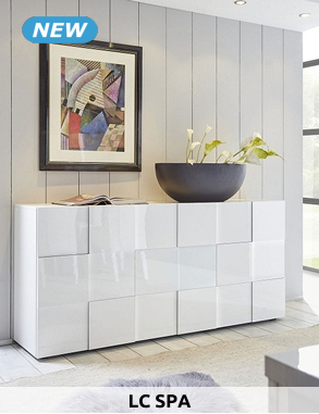 LC SPA Sideboard «Dana», B 181 x H 84 x T 43 cm, High-Gloss-Finish, weiss
