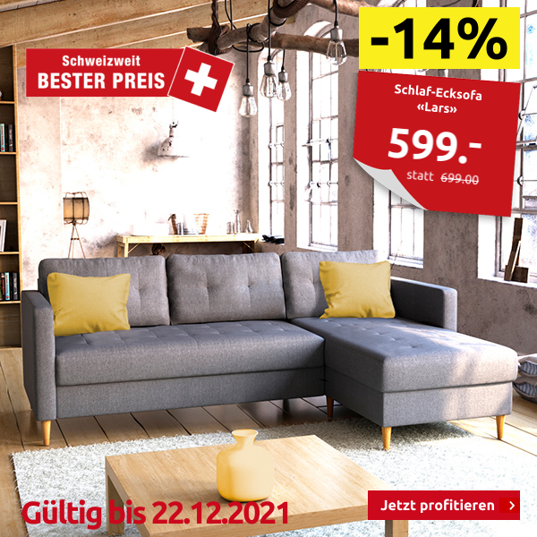 Schlaf-Ecksofa «Lars», 142 x 212 x H 92 cm, grau