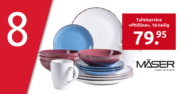 Tafelservice «Philline», Kombi-Set, 16-teilig, 4 Personen, blau/weiss/violett