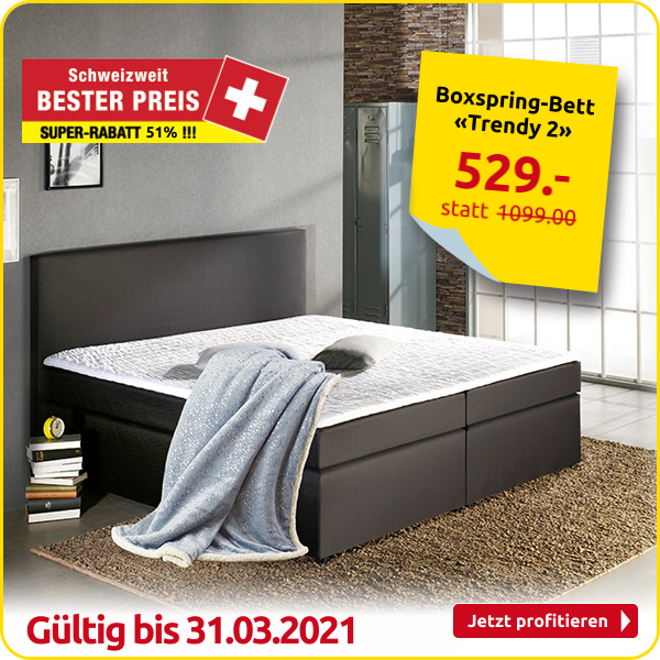 Boxspring-Bett «Trendy 2», feste Matratze, 160 x 200 cm, schwarz