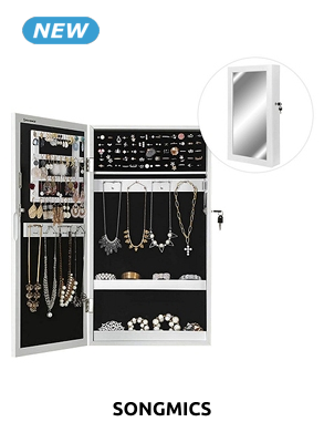 SONGMICS Schmuckschrank «Smart», B 37 x H 67 x T 10,5 cm, weiss