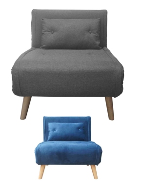 Schlaf-Sessel «Niko», L 76 x B 82 x H 84 cm, Polyesterbezug, grau