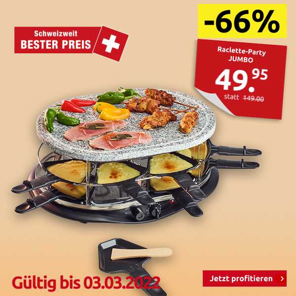 Raclette-Party JUMBO, doppelstöckig, 16 Pfännchen + Spatel