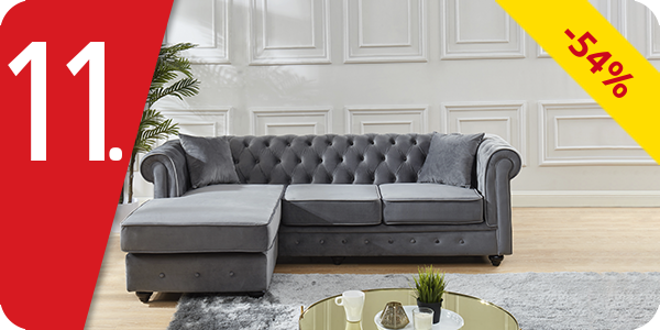 Ecksofa Chesterfield, grau