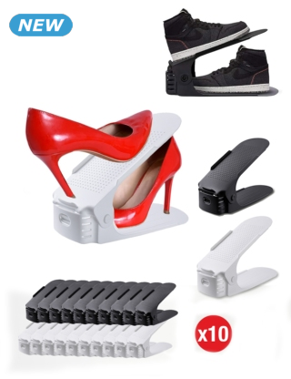 Verstellbare Schuhablagen, 10er-Set, schwarz