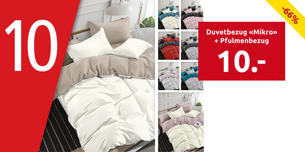 Duvetbezug «Mikro» 160 x 210 cm + Pfulmenbezug 65 x 100 cm, elfenbein/taupe