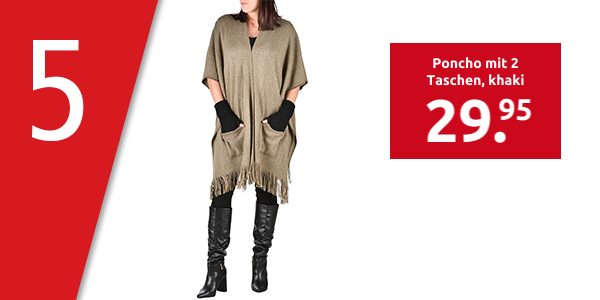 Poncho mit 2 Taschen, khaki