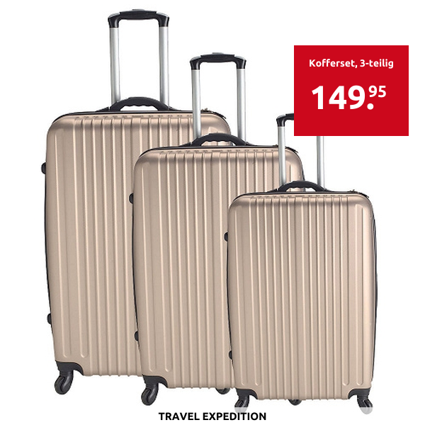 TRAVEL EXPEDITION Kofferset «Locarno», 3-teilig, H 57/67/77 cm, light, champagne