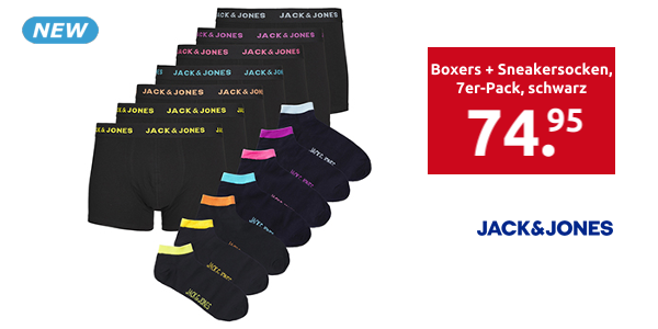 JACK&JONES Boxers + Sneakersocken, 7er-Pack, schwarz
