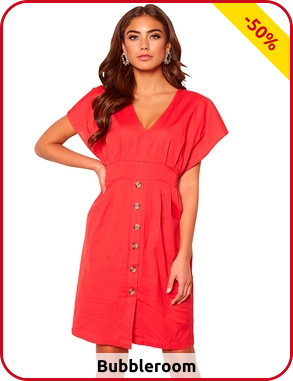 Kleid mit Knopfdetails Bubbleroom, himbeere