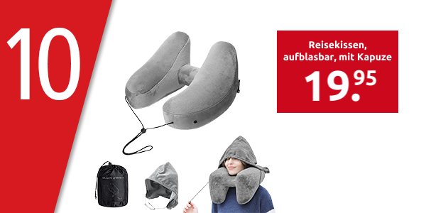 Reisekissen «Air Pillow», aufblasbar, mit Kapuze