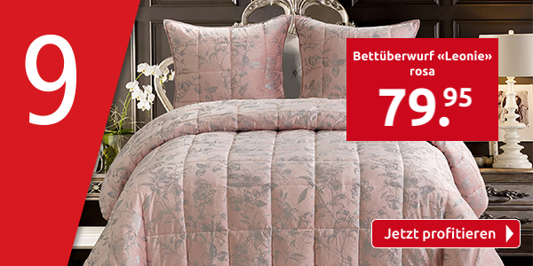 Bettüberwurf «Leonie» 160 x 240 cm + 2 x 65 x 65 cm, rosa