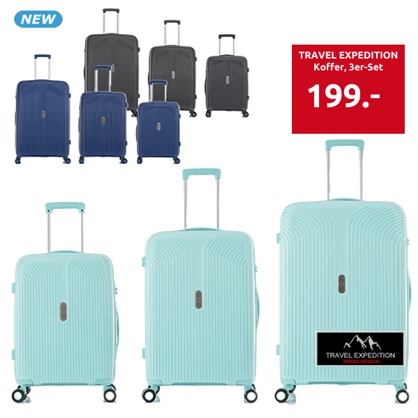TRAVEL EXPEDITION Koffer «Monaco», 3er-Set, hellblau