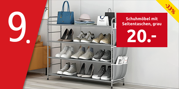 Schuhmöbel mit Seitentaschen, 71 x 65 x 29 cm, grau