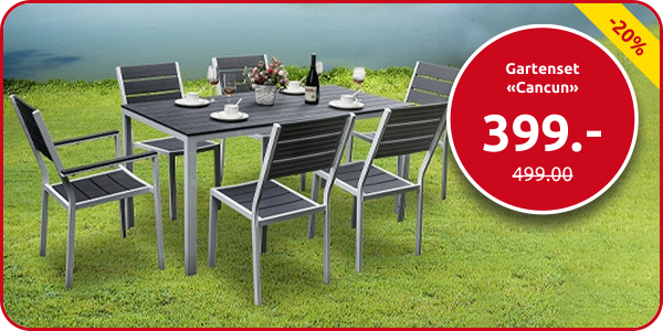 Gartenset «Cancun», 7-teilig, weiss/ grau