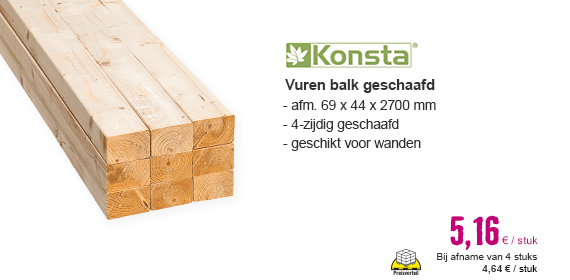 KONSTA Vuren balk geschaafd 44 x 69 x ca. 2700 mm | HORNBACH