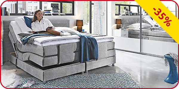 Elektrisches Boxspringbett «Elisande» grau, 160 x 200 cm