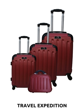 TRAVEL EXPEDITION Kofferset «Star», 4-teilig, H 57/67/77 cm, light, rot