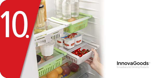 InnovaGoods Aufbewahrungseinheit für Kühlschrank, 2er-Set, ausziehbar, grün/weiss