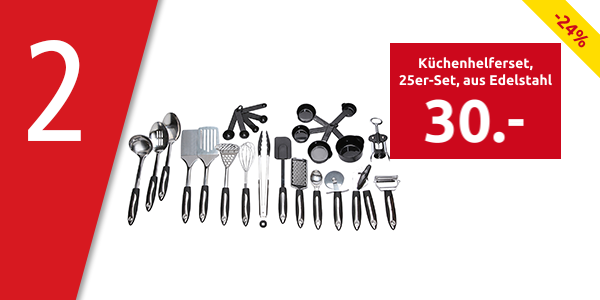 Küchenhelferset, 25er-Set, aus Edelstahl