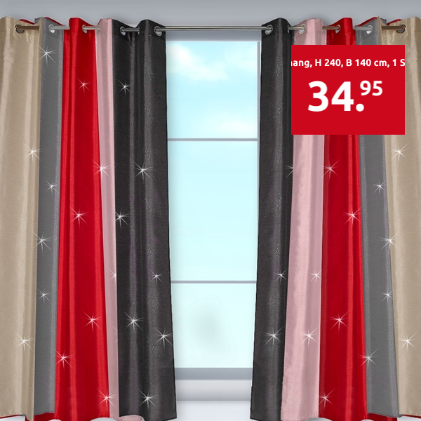 Vorhang «Silk», H 240, B 140 cm, 1 Stück, rot